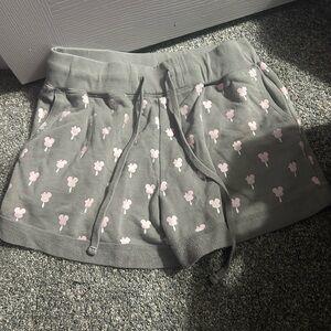 Disney Gray Shorts with Pink Mickey Pattern